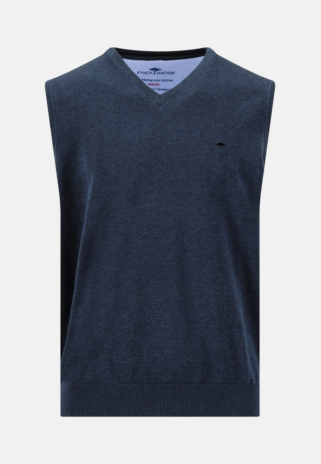 Fynch-Hatton Fine Knit Cotton Vest Ink Blue 1614214-661-S