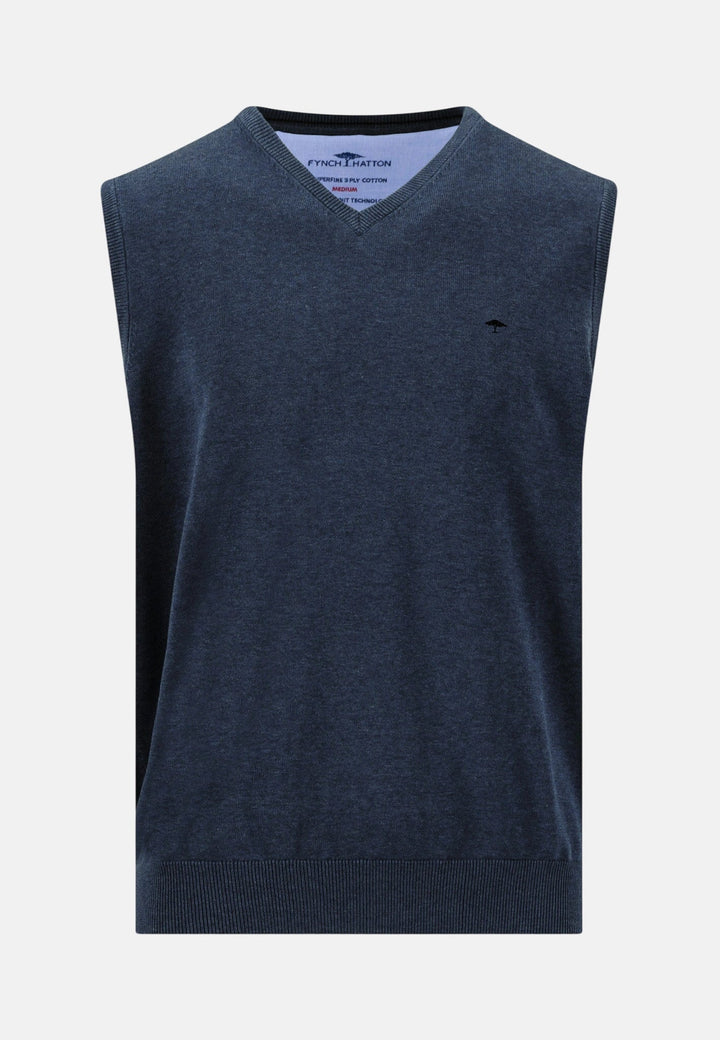 Fynch-Hatton Fine Knit Cotton Vest Ink Blue 1614214-661-S