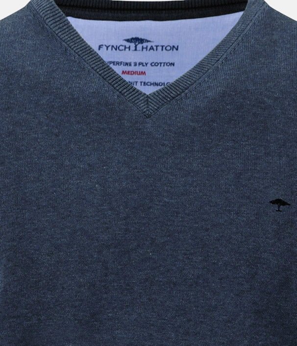 Fynch-Hatton Fine Knit Cotton Vest Ink Blue 1614214-661-S