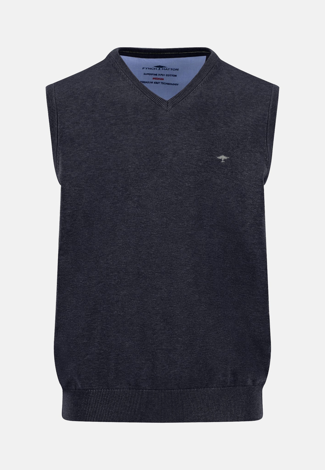 Fynch-Hatton Fine Knit Cotton Vest Navy SFPK214-690-M