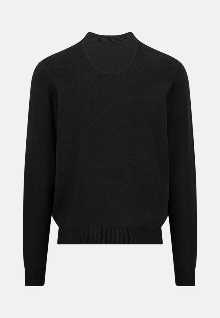 Fynch-Hatton Fine Knit Cotton Zip Cardigan Black SFPK216-999-M
