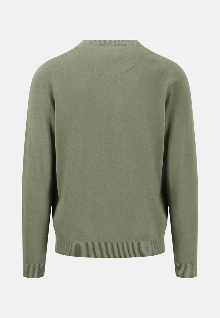 Fynch - Hatton Fine Knit Crewneck Cotton Knit Light Khaki 1414825-718-S