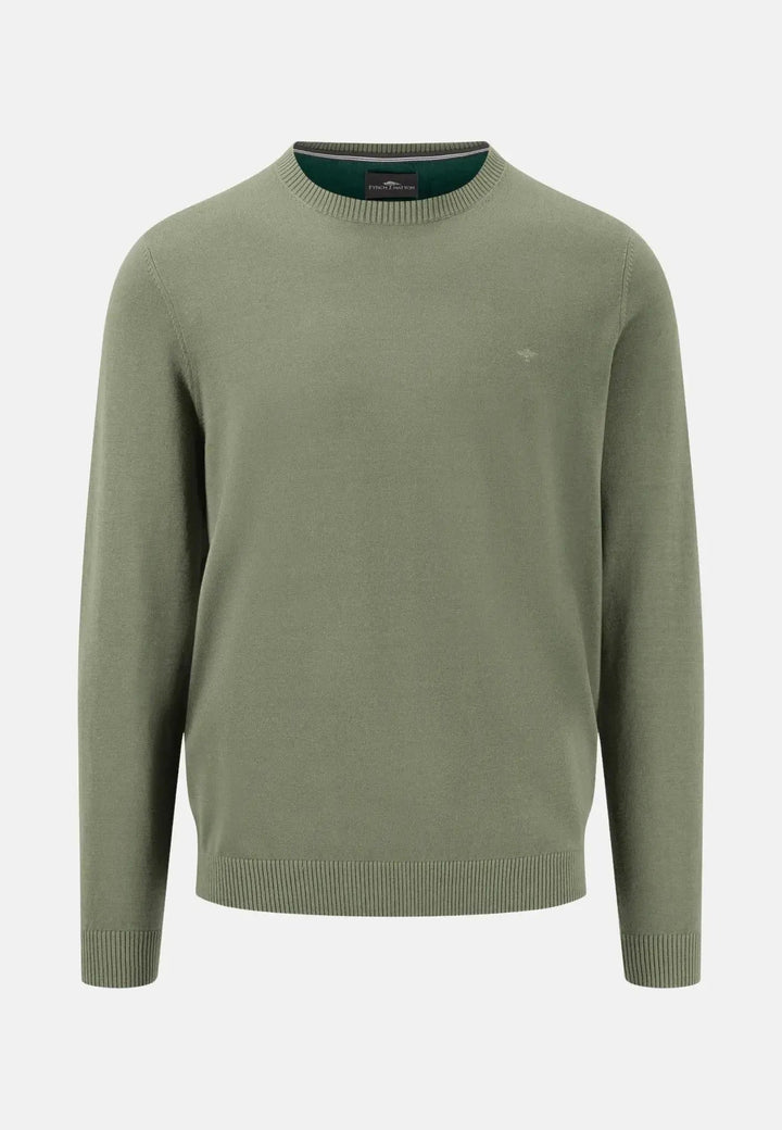 Fynch - Hatton Fine Knit Crewneck Cotton Knit Light Khaki 1414825-718-S