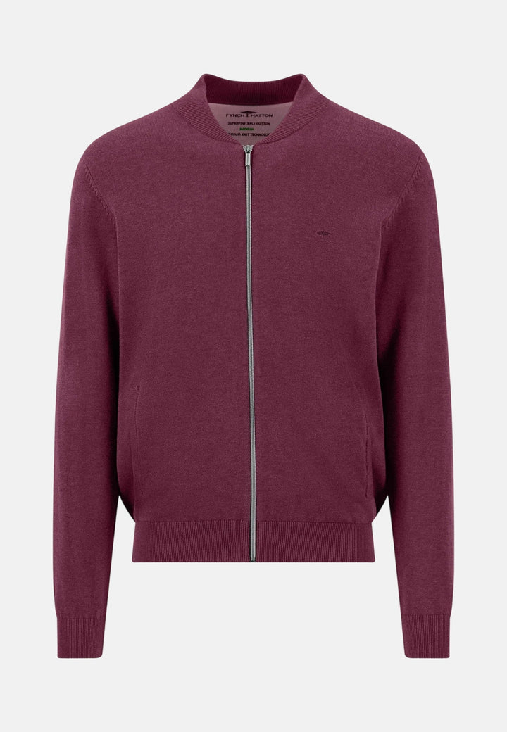 Fynch - Hatton Fine Knit Zipped Cardigan Deep Merlot - 1613216-368-M - fynch - hatton.co.uk