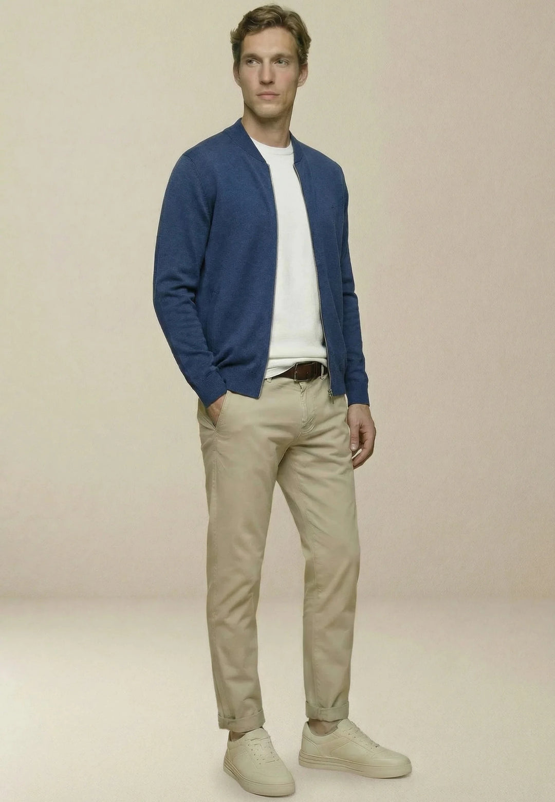 Fynch - Hatton Fine Knit Zipped Cardigan Midnight - 1613216-672-M - fynch - hatton.co.uk