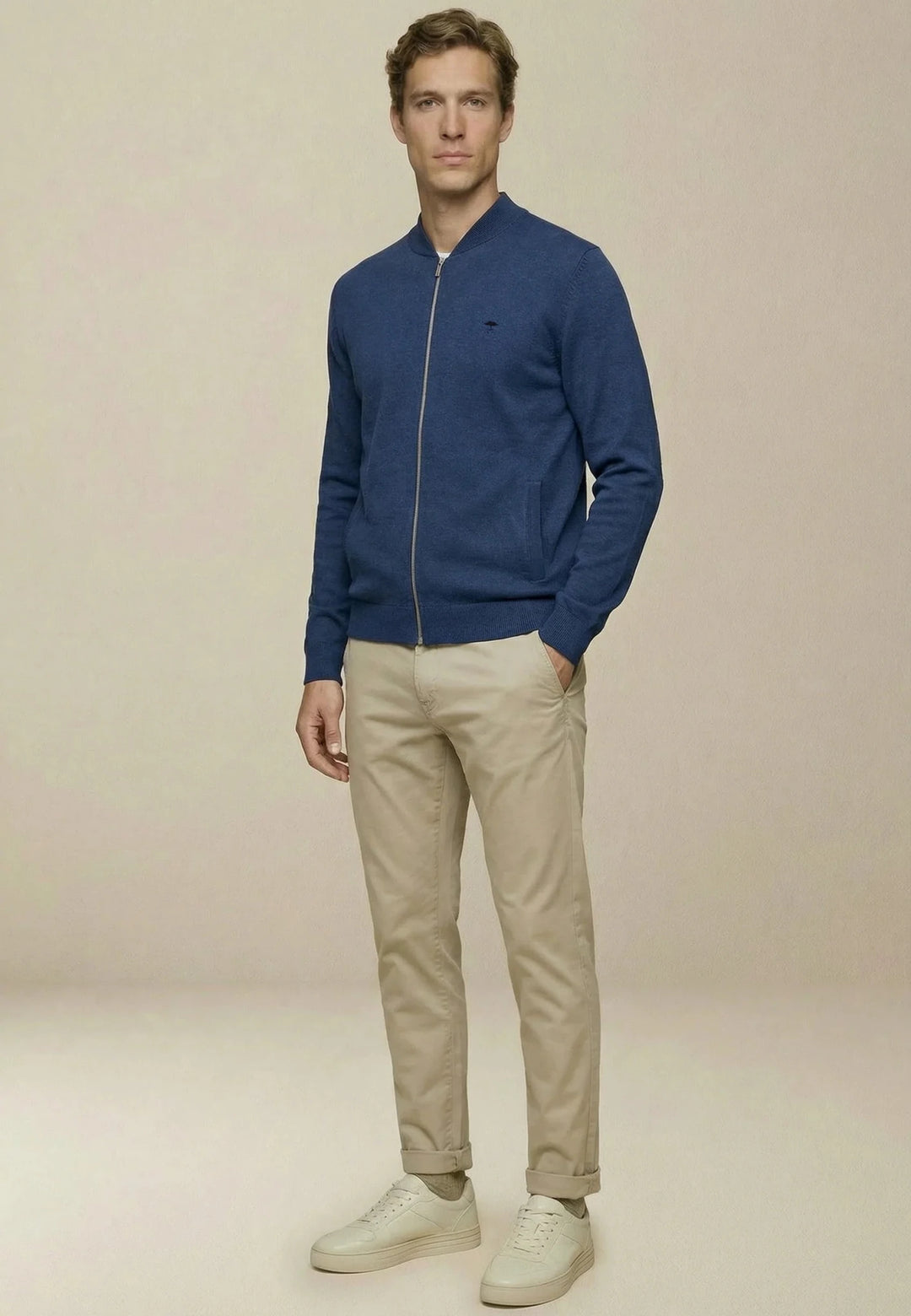 Fynch - Hatton Fine Knit Zipped Cardigan Midnight - 1613216-672-M - fynch - hatton.co.uk