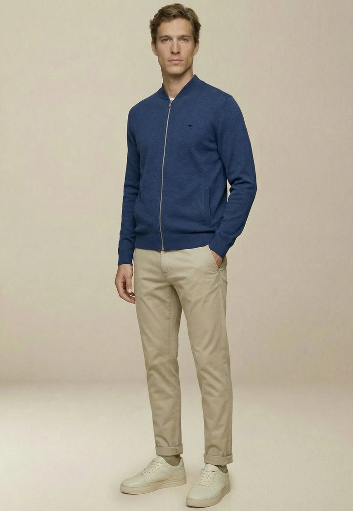 Fynch - Hatton Fine Knit Zipped Cardigan Midnight - 1613216-672-M - fynch - hatton.co.uk