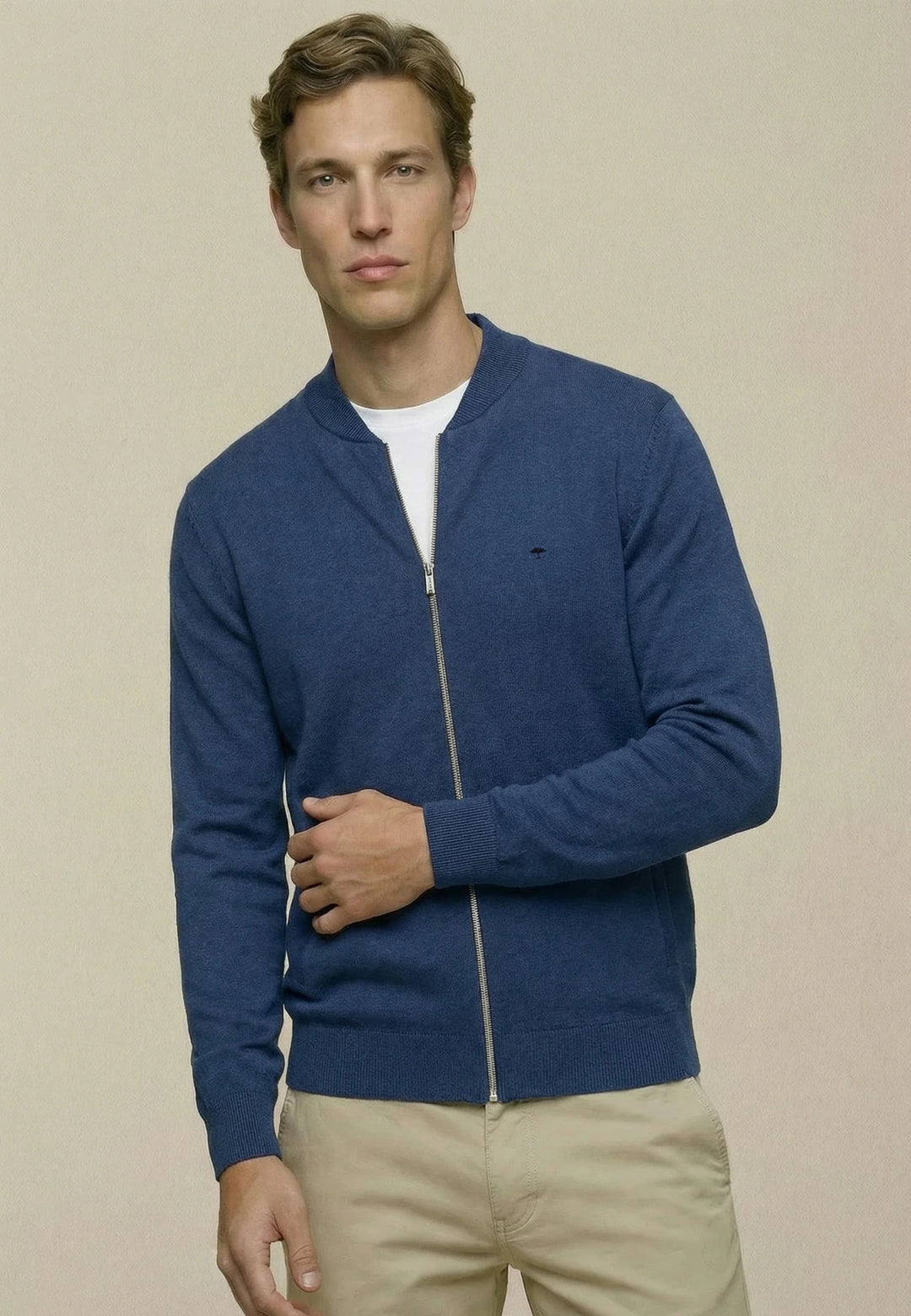 Fynch - Hatton Fine Knit Zipped Cardigan Midnight - 1613216-672-M - fynch - hatton.co.uk