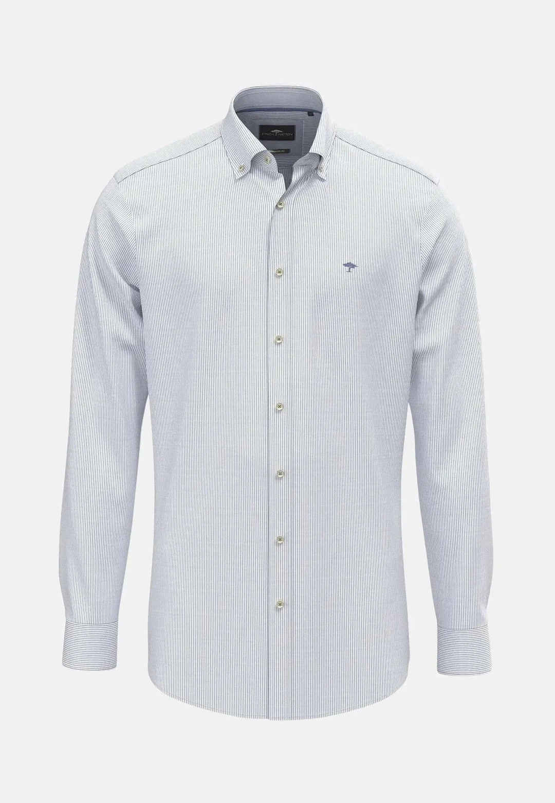 Fynch - Hatton Fine Oxford Stripe Button Down Shirt Crystal Blue - 15088320-604-S - fynch - hatton.co.uk