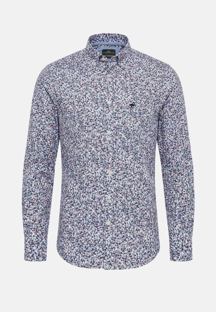 Fynch - Hatton Floral Print Button Down Shirt Aubergine - 16028240-342-M - fynch - hatton.co.uk