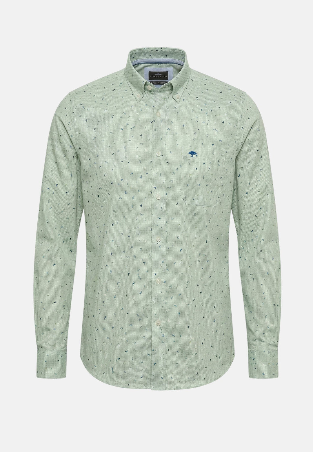 Fynch - Hatton Flower Print Button Down Shirt Avocado - 16028230-740-M - fynch - hatton.co.uk
