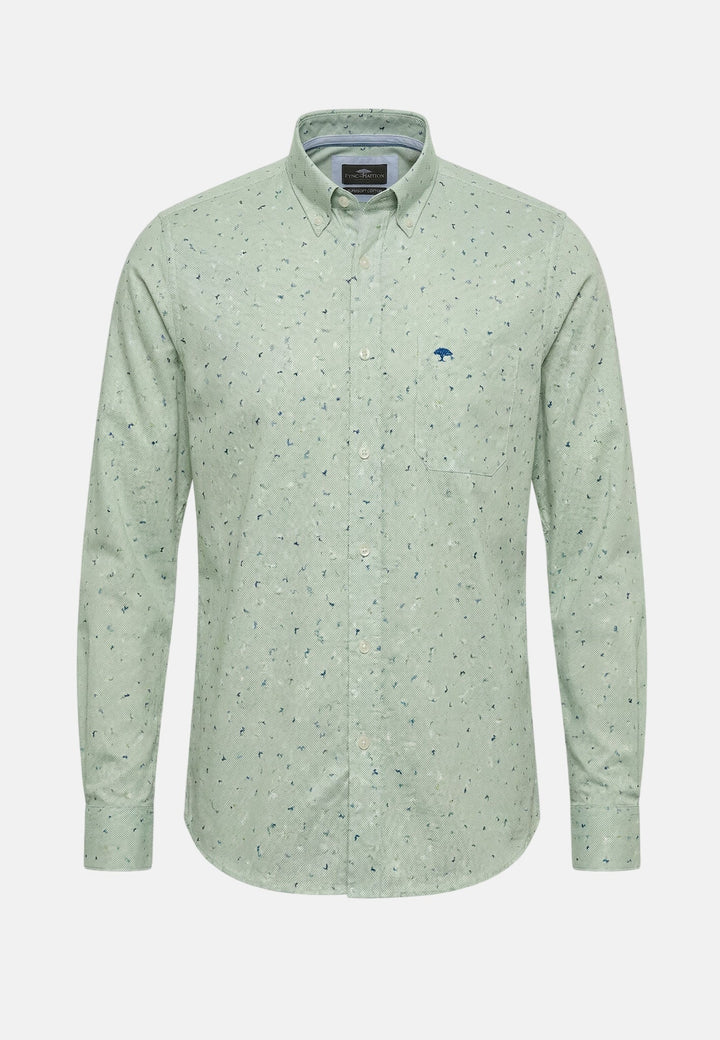Fynch - Hatton Flower Print Button Down Shirt Avocado - 16028230-740-M - fynch - hatton.co.uk
