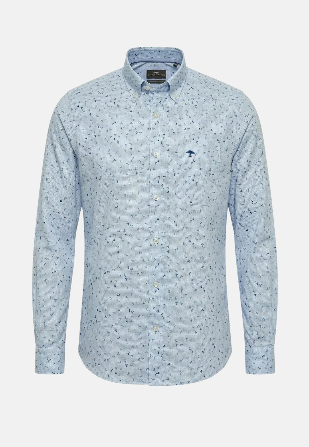 Fynch - Hatton Flower Print Button Down Shirt New Breeze - 16028230-653-M - fynch - hatton.co.uk