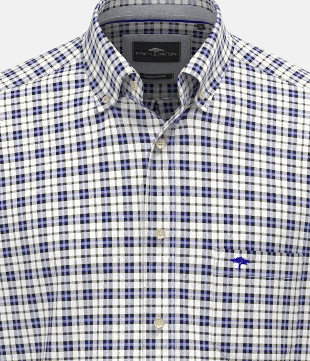 Fynch-Hatton Heritage Oxford Check Button Down Shirt Cobalt 16098770-674-M