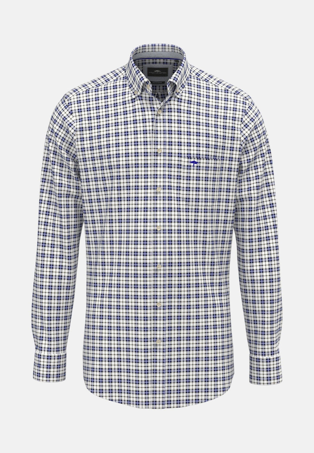 Fynch-Hatton Heritage Oxford Check Button Down Shirt Cobalt 16098770-674-M