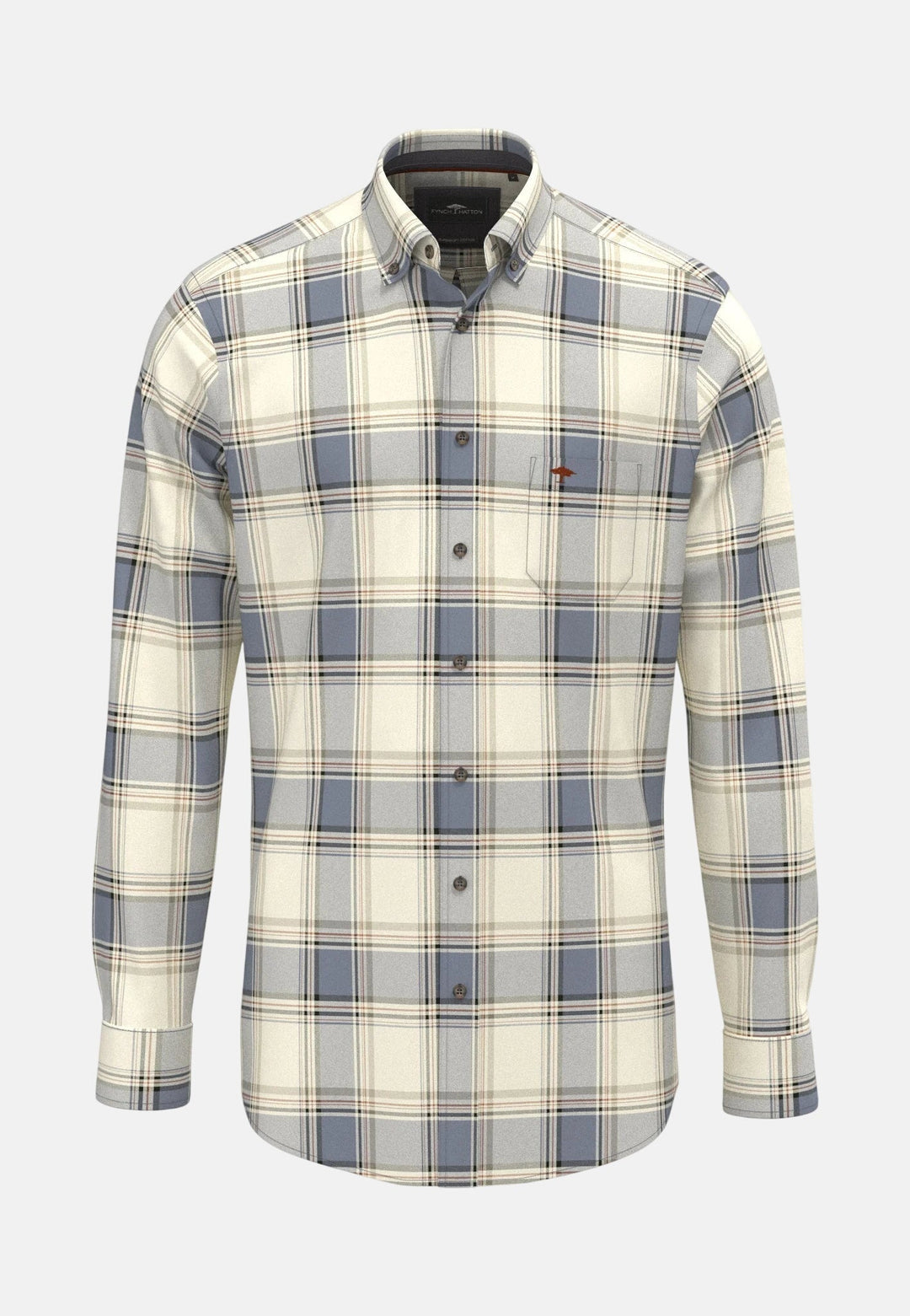 Fynch-Hatton Herringbone Check Button Down Shirt Air Blue 16098690-660-M
