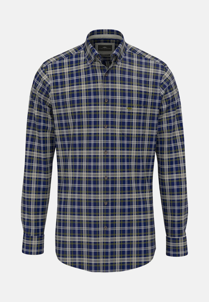 Fynch-Hatton Herringbone Check Button Down Shirt Ink Blue 16098710-661-M