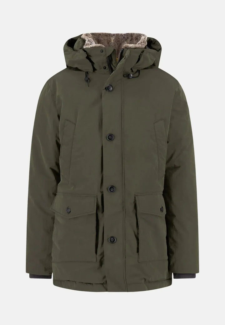 Hooded Winter Parka Jacket Dusty Forest – FYNCH-HATTON, image 1 of 3