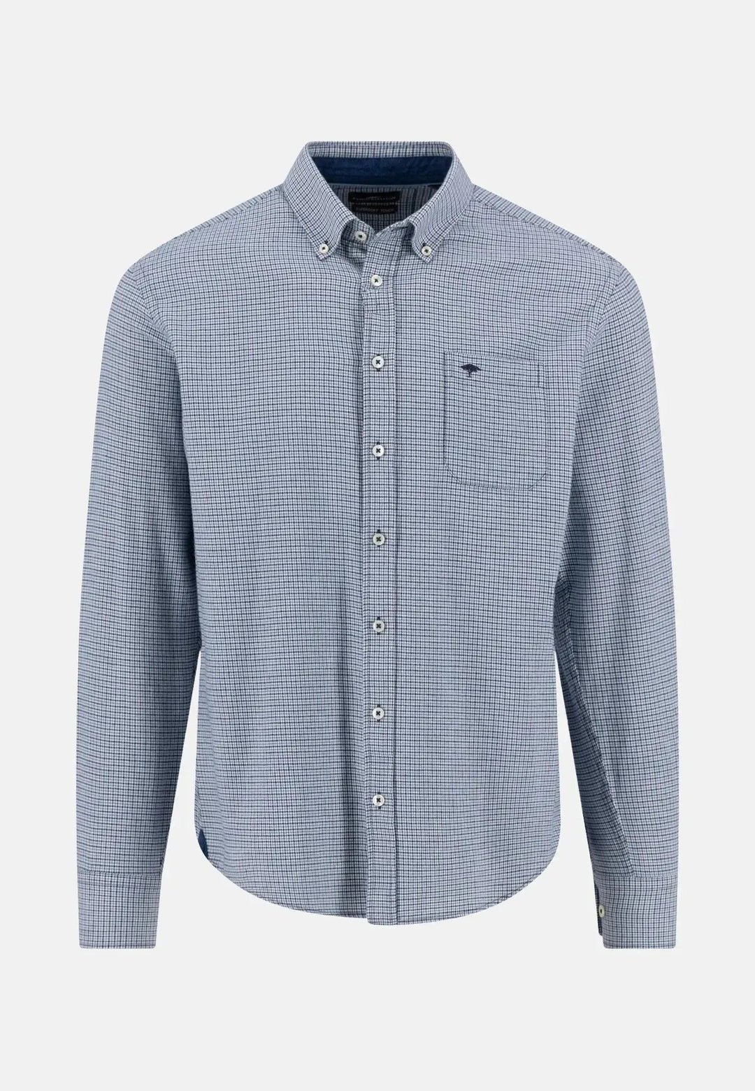 Fynch - Hatton Houndstooth Check Button Down Shirt Navy 15115790-685-S