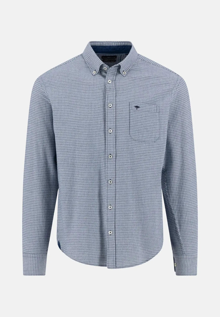 Fynch - Hatton Houndstooth Check Button Down Shirt Navy 15115790-685-S