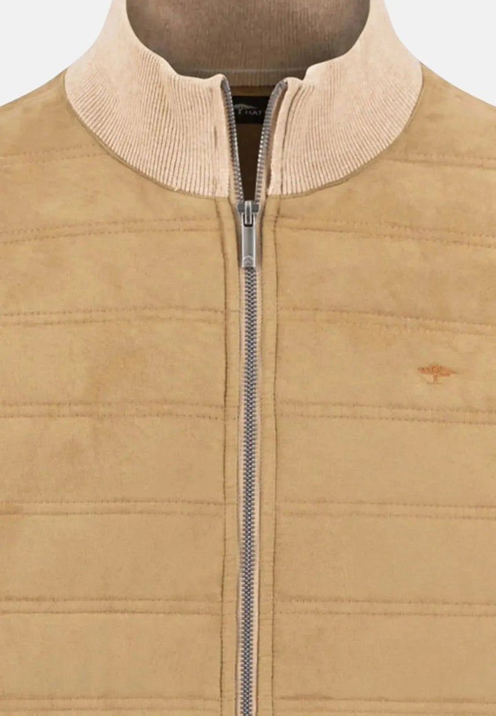 Fynch - Hatton Hybrid Faux Suede Cardigan Jacket Taupe - 1509340-864-M - fynch - hatton.co.uk