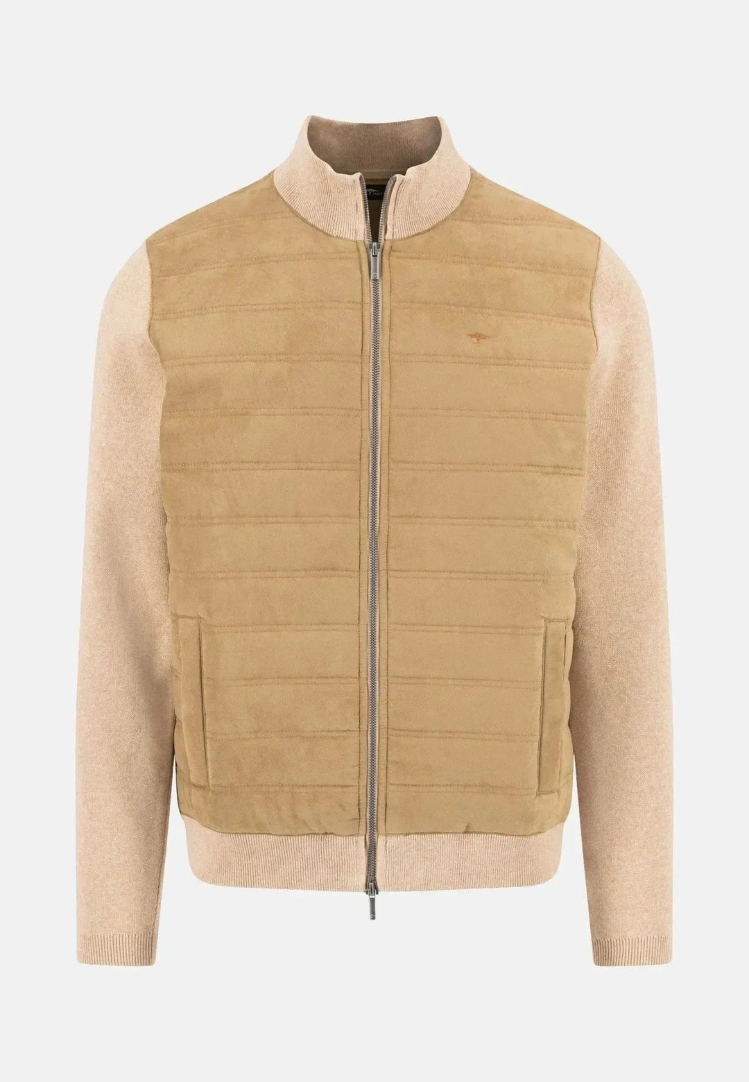 Fynch - Hatton Hybrid Faux Suede Cardigan Jacket Taupe - 1509340-864-M - fynch - hatton.co.uk