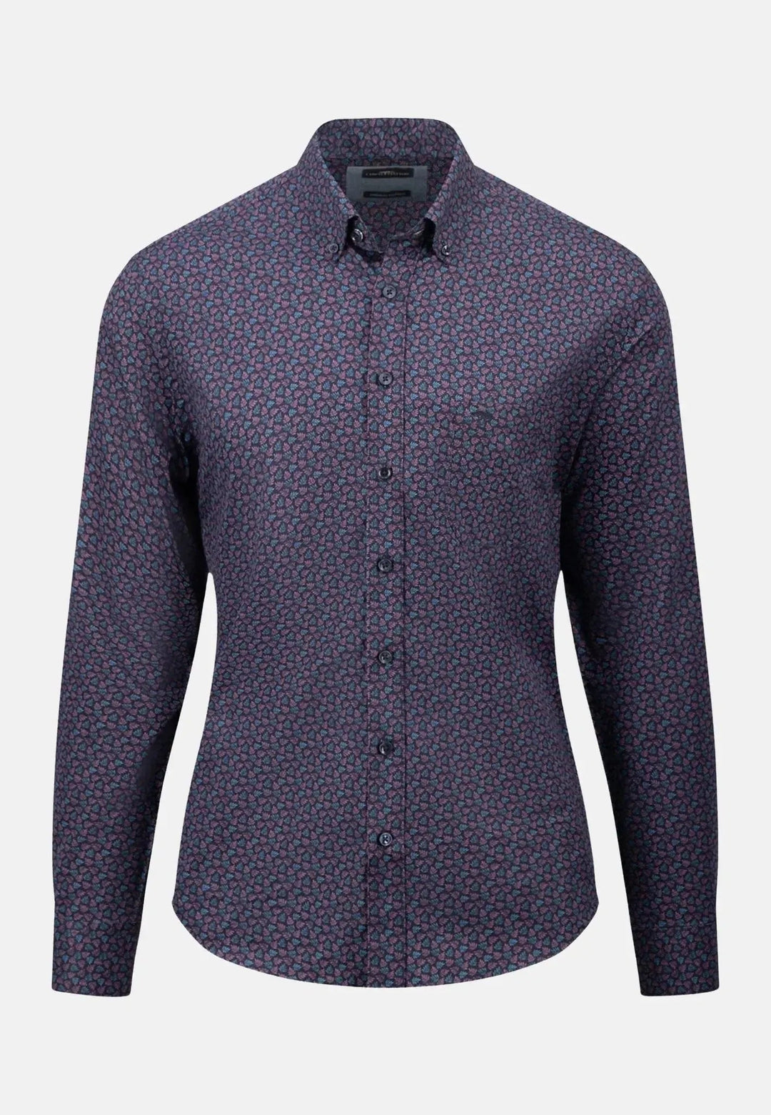 Fynch - Hatton Leaf Print Mix Shirt Pale Blush - 14095020-459-S - fynch - hatton.co.uk