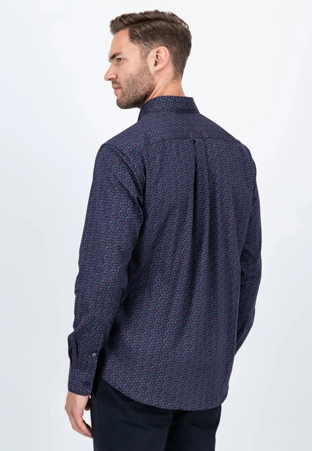 Fynch - Hatton Leaf Print Mix Shirt Pale Blush - 14095020-459-S - fynch - hatton.co.uk