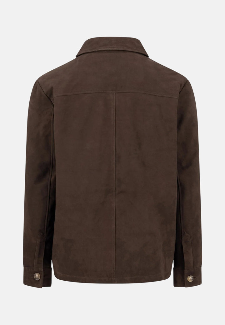 Fynch-Hatton Light Padded Suede Leather Overshirt Soil 16082205-866-M