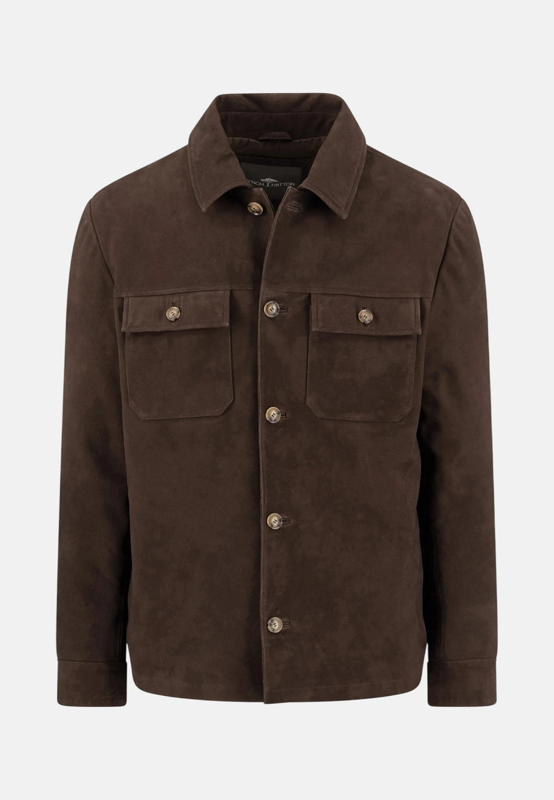 Fynch-Hatton Light Padded Suede Leather Overshirt Soil 16082205-866-M