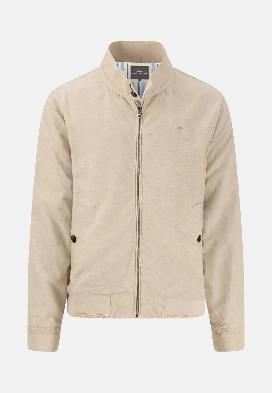 Linen Blend Harrington Jacket Stone – FYNCH-HATTON, image 1 of 2
