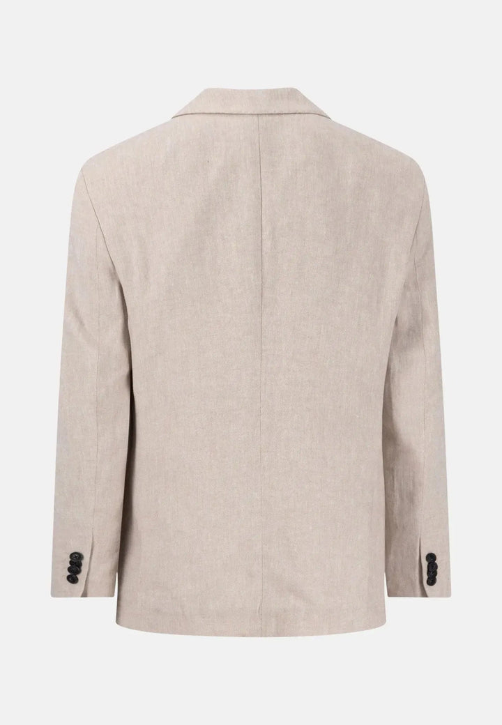 Linen Blend Herringbone Blazer Beige – FYNCH-HATTON, image 2 of 2