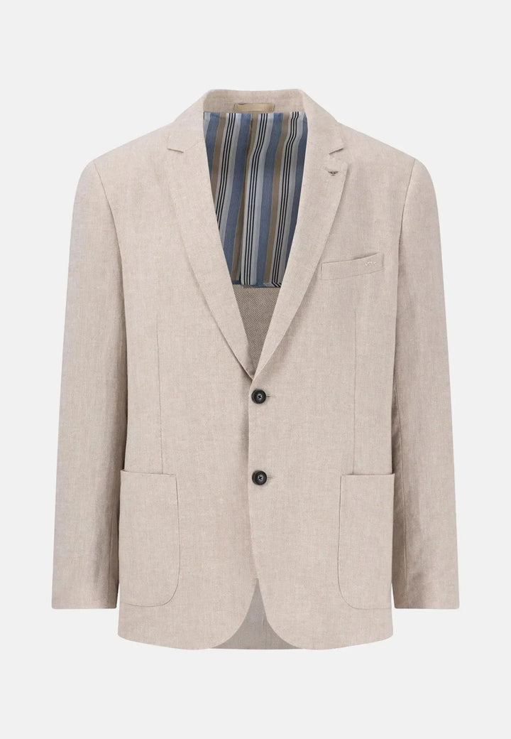 Linen Blend Herringbone Blazer Beige – FYNCH-HATTON, image 1 of 2