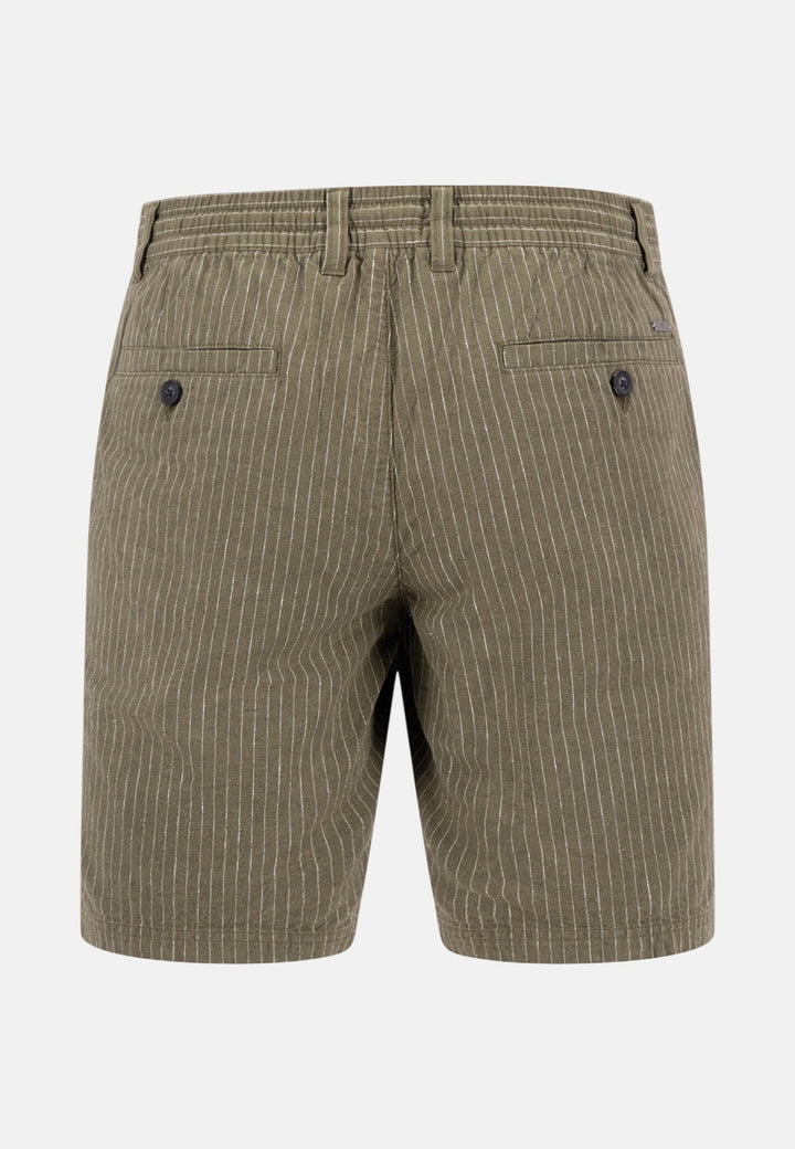 Fynch - Hatton Linen Blend Pinstripe Bermuda Shorts Dark Khaki 16042114-719-M