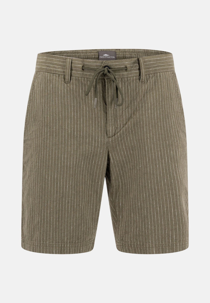 Fynch - Hatton Linen Blend Pinstripe Bermuda Shorts Dark Khaki 16042114-719-M