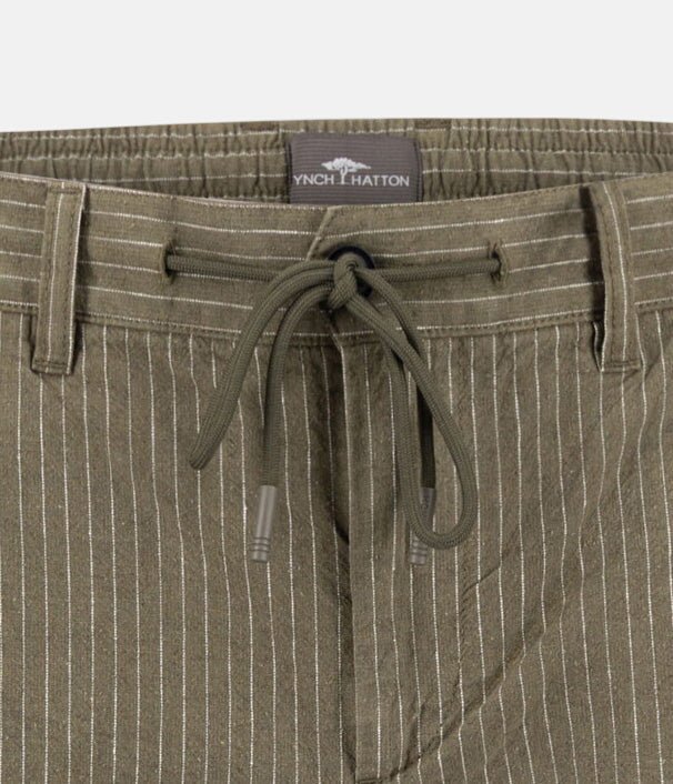 Fynch - Hatton Linen Blend Pinstripe Bermuda Shorts Dark Khaki 16042114-719-M