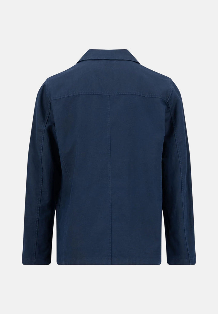 Fynch - Hatton Linen Blend Twill Worker Jacket Overshirt Dark Navy 16032130-688-M