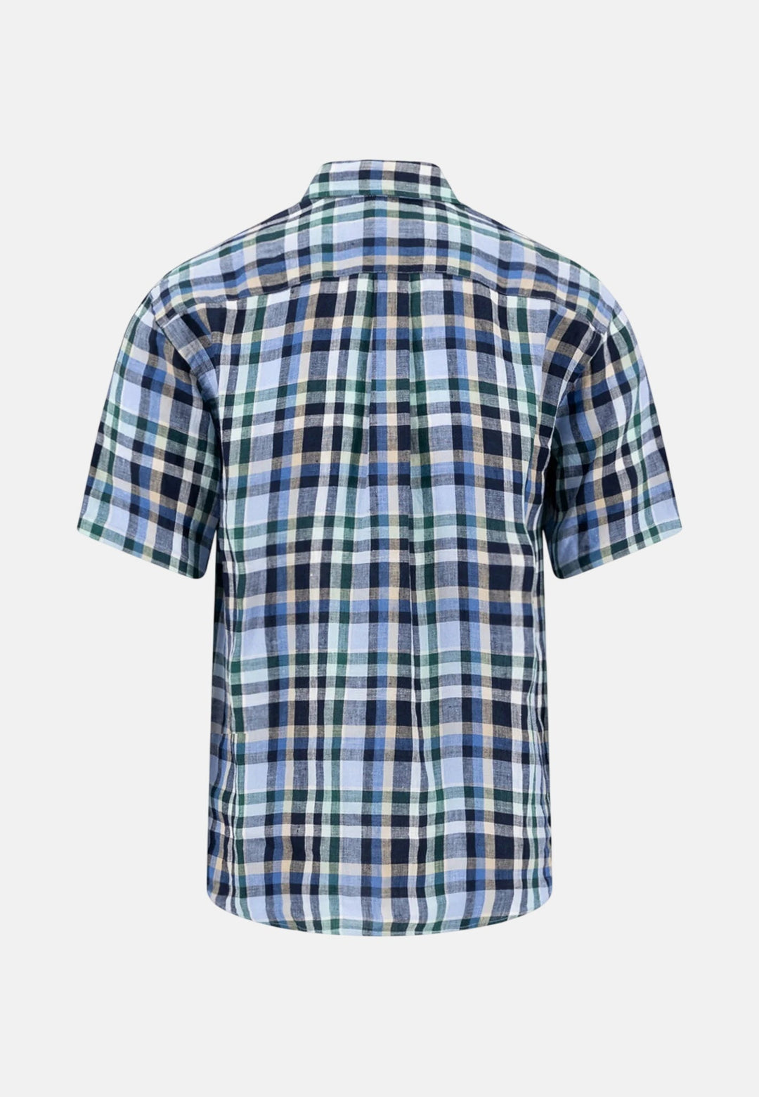 Fynch - Hatton Linen Check Button Down Short Sleeved Shirt Pine Green 16046031-727-M