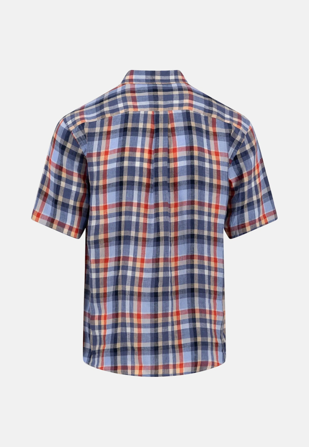 Fynch - Hatton Linen Check Button Down Short Sleeved Shirt Spicy Red 16046031-369-M