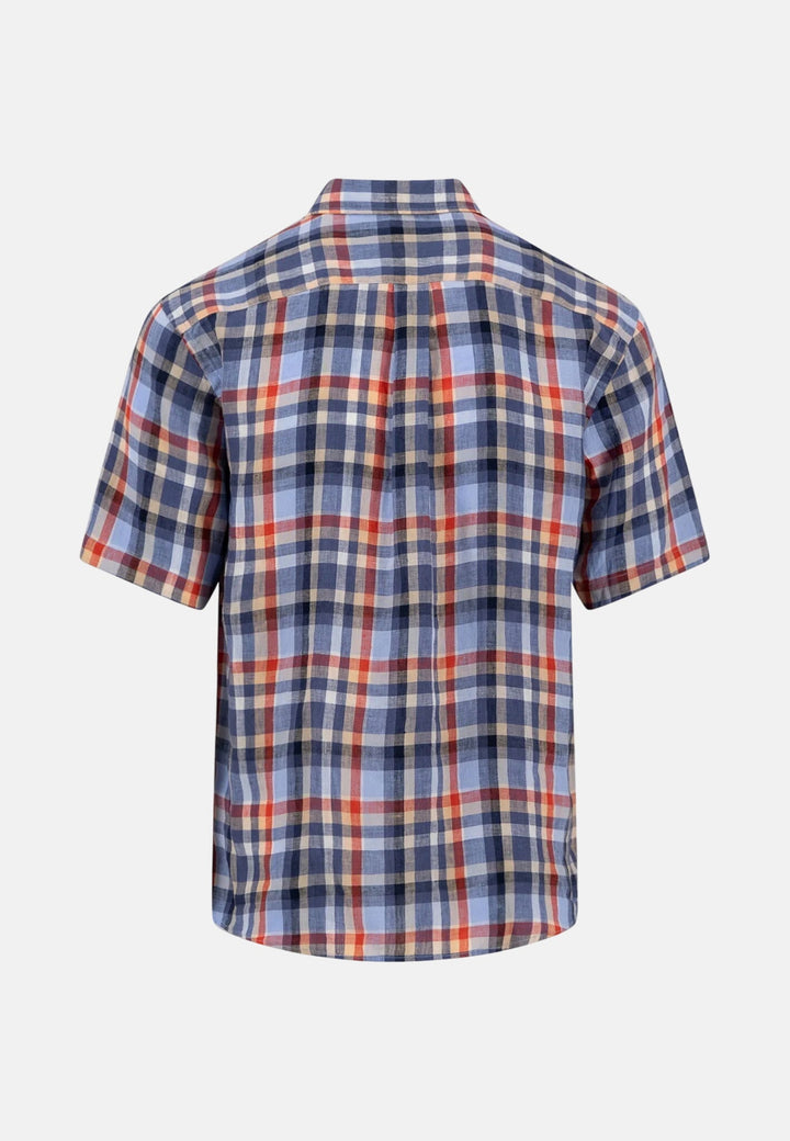 Fynch - Hatton Linen Check Button Down Short Sleeved Shirt Spicy Red 16046031-369-M
