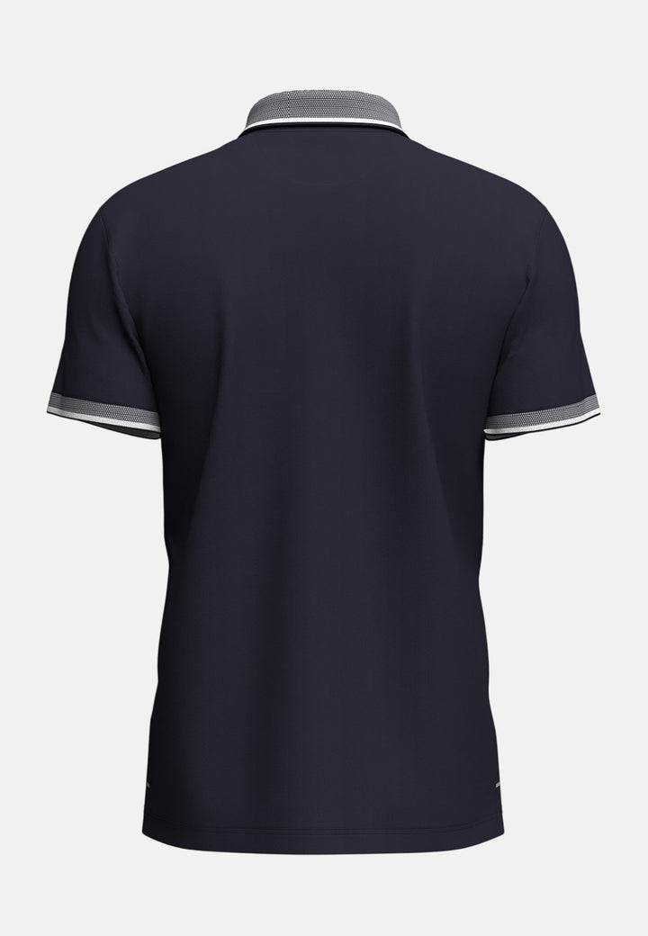 Fynch - Hatton Mercerised Jacquard Collar Polo Shirt Navy 16041909-685-M