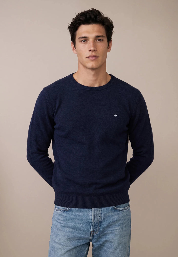 Fynch-Hatton Merino Cashmere Crewneck Knit Navy 1000800-690-M