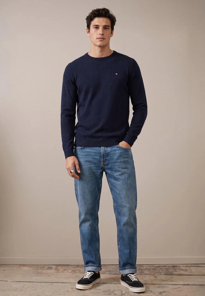 Fynch-Hatton Merino Cashmere Crewneck Knit Navy 1000800-690-M