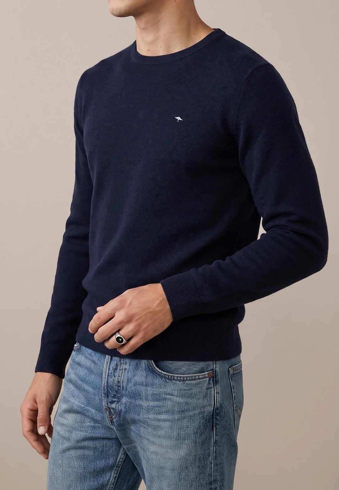 Fynch-Hatton Merino Cashmere Crewneck Knit Navy 1000800-690-M