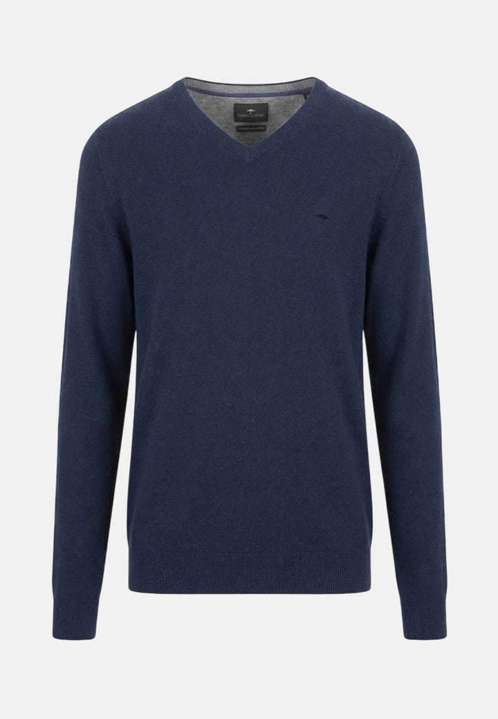 Fynch-Hatton Merino Cashmere V-Neck Knit Ink Blue 1000801-661-M