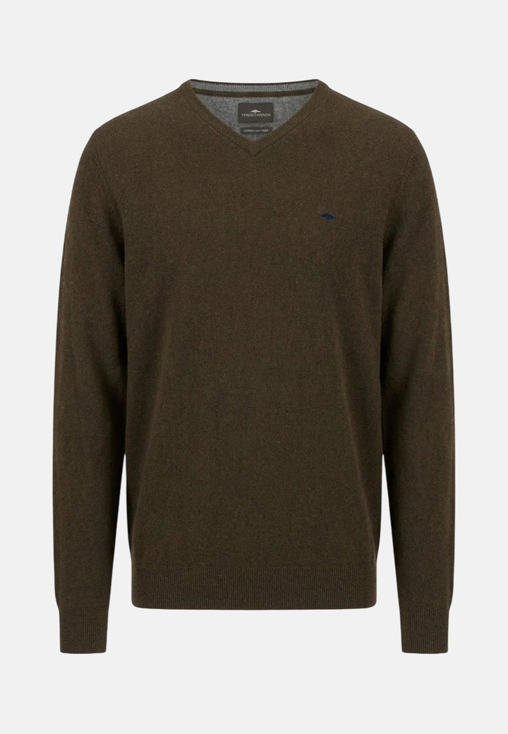 Fynch-Hatton Merino Cashmere V-Neck Knit Soil 1000801-866-M