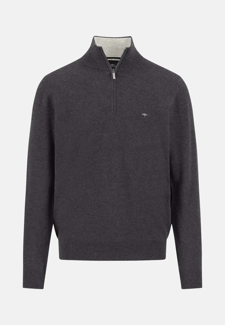 Fynch - Hatton Merino Wool Cashmere 1/4 Zip Knit Charcoal 1514802-998-S