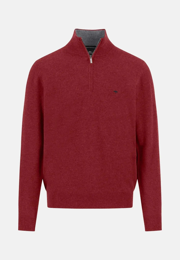 Fynch - Hatton Merino Wool Cashmere 1/4 Zip Knit Garnet Red 1514802-367-S