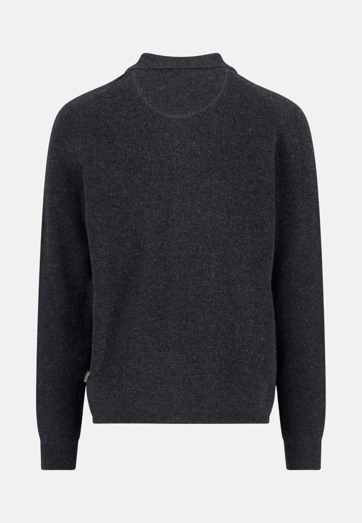 Merino Wool Cashmere Buttoned Cardigan Charcoal – FYNCH-HATTON, image 2 of 3