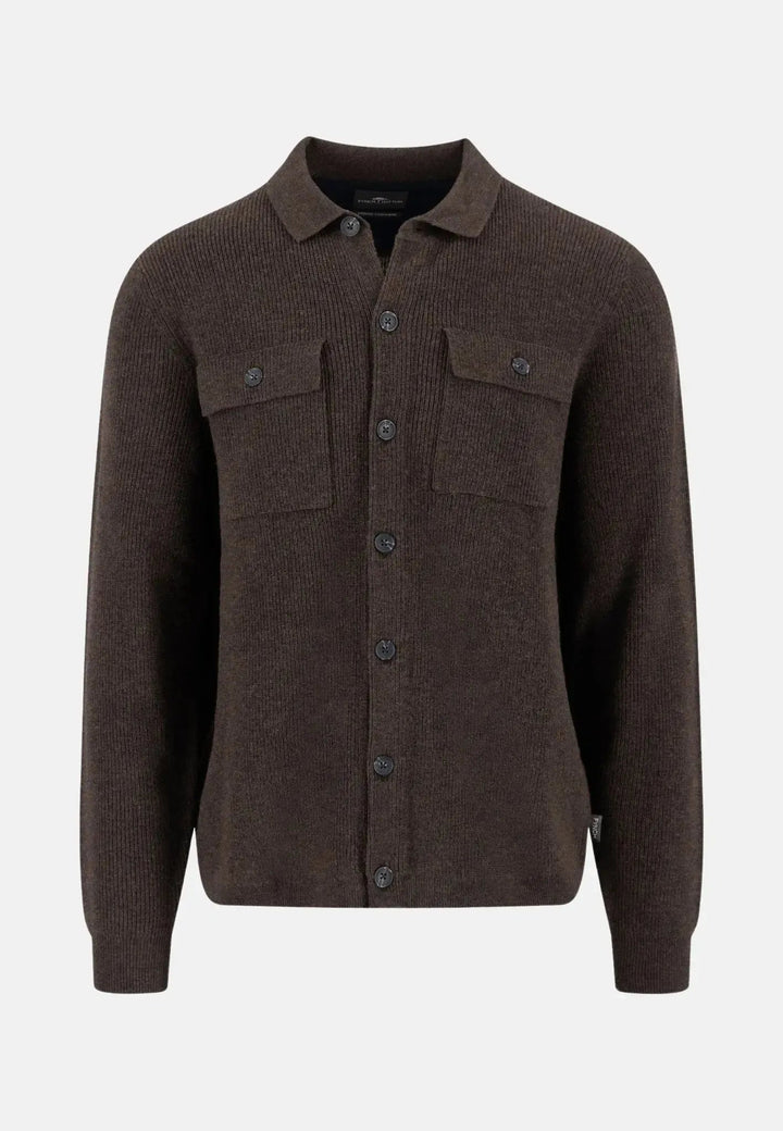 Fynch - Hatton Merino Wool Cashmere Buttoned Cardigan Dark Chocolate - 1510807-861-S - fynch - hatton.co.uk